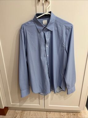 Men's Light Blue Micro-Pattern Dress Shirt - slim fit super stretchy